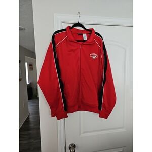AS Sports Wisconsin Badgers Track Jacket Mens 2XL Red Full Zip‎ Embroidered Logo